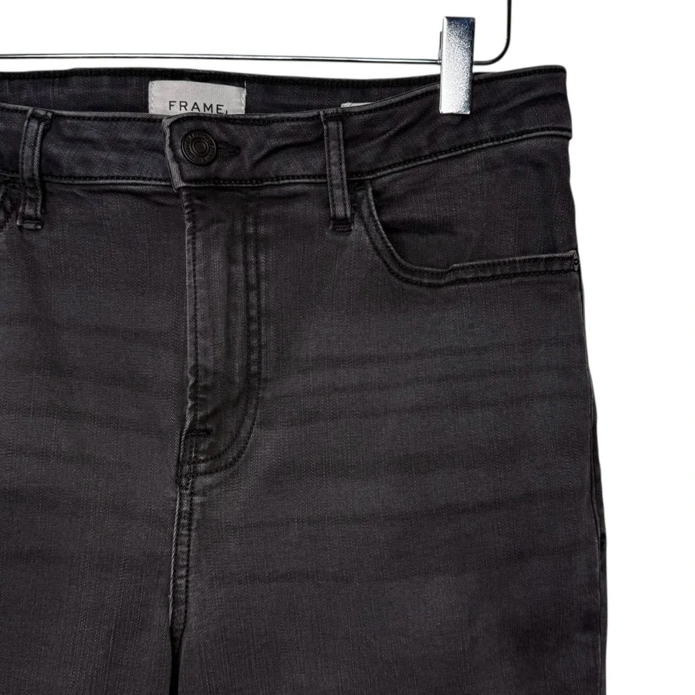 FRAME Le Crop Mini Bootcut Washed Black Frayed Women’s Jeans Sz 30